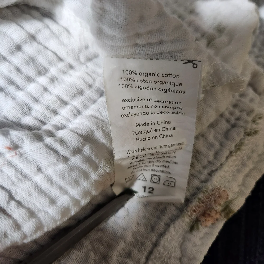 Rabbit + Bear Organic Gauze Cotton Baby Girls Floral Summer Dress-Size 12 Months